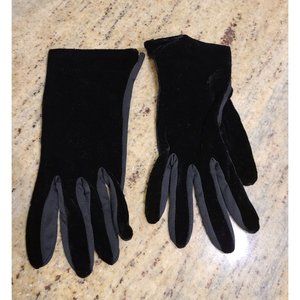 Vintage Size M/L 7 Shalimar Velvet Black Stretch Nylon Formal 9" Gloves